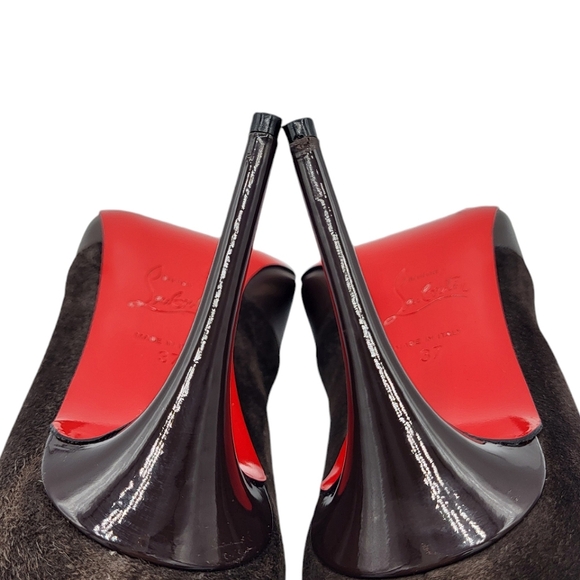 Christian Louboutin Gaetanina Suede & Leather Paneled Ankle Boots Brown 37 - Picture 10 of 16